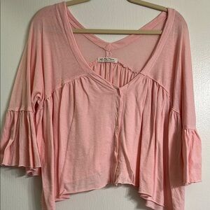 Free people- We The Free Pink ruffle sleeve Women's Top